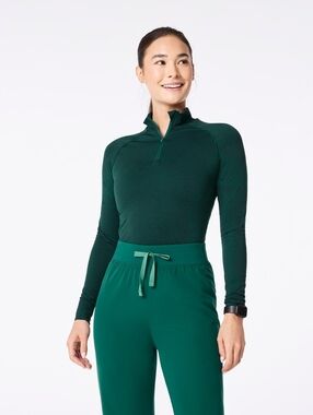 Figs Women’s Hunter Green Quarter-Zip Salta Underscrub